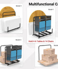 Heavy Duty Folding Chair And Table Rack Cart For Events And Venues Holds 10 To 16 Chairs And 4 To 8 Tables Powder Coated Steel