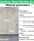 Sturdy Steel Garden Arch For Climbing Plants Outdoor Weddings And Parties No Fuss Setup Easy To Assemble 19mm Tubing 2.2 By 2.4 M Durable Arbor For Ceremony Decor, stainless steel arch diagram