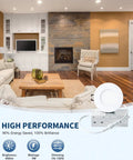 6 Inch LED Recessed Slim Canless Ceiling Lights installed in living room, showcasing integrated junction box and dimming feature.