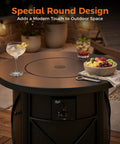 2-In-1 50,000 BTU Propane Fire Pit Table, 30 Inch Round Outdoor Fire Pit For Backyard Patio with drinks and fruit on top