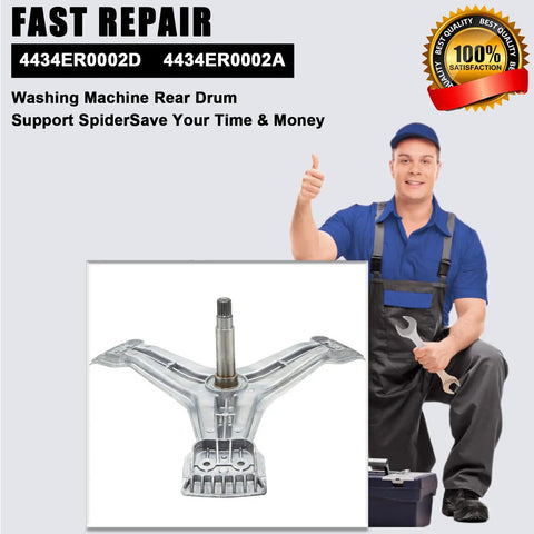 Washer Spinner Support and Rear Drum Spider Replacement for Kenmore and LG Washers with technician holding tools