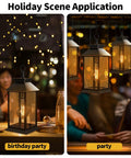 2 Pack Dope Outdoor Solar Lanterns With Hanging Glass Lights Waterproof Dual Power Solar Or 2 AA Batteries in party setting