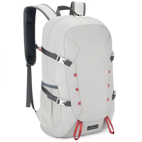 Side view of gray 35L Water Resistant Daypack For Outdoor Adventures Foldable Hiking Backpack Travel Packable For Camping School Sports.