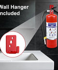5 Lb Abc Dry Chemical Fire Extinguisher With Wall Mount And 2A 10B C Rating showing included wall hanger in bathroom setting.