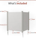Diagram showing assembly parts for Premium White Vinyl Privacy Screen Panels 4ft High By 4ft Wide Two Panels No Dig Outdoor Privacy Fence