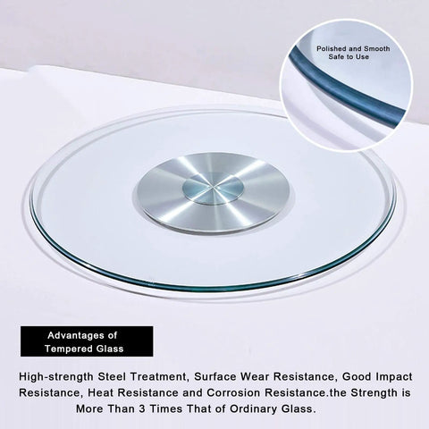 Round Glass Lazy Susan Turntable for Kitchen Countertop 28 Inch Dope Rotating Tray 10mm Thick Tempered Glass With Aluminum Base