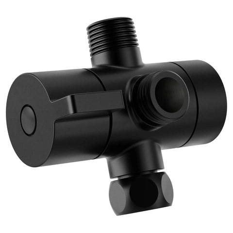 Acc-Core Shower Arm Diverter With Matte Black Finish, Metal Construction, 1/2 Inch IPS, Dual Independent And Shared Diverter