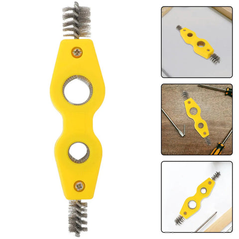 Double Ended Pipe Cleaner Brush For Automotive Parts And Copper Pipes Heavy Duty Abrasion Resistant Tool With Multi Diameter Adaptability For Plumbing Installation Plastic And Alloy Lines Battery Terminal Cleaner And Car Maintenance Must Have, yellow plastic and alloy, 192 mm