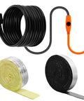 Image of 32 Ft Pipe Insulation Foam Tape And 32 Ft Foil Backed Hose Wrap 6 Ft Heating Cable With Built In Thermostat All In One Electric Heat Kit.