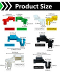 80Pcs Car Door Lock Rod Clips Kit For Tailgate Handles, Universal Plastic Rod End Clips And Retainers, Easy Install Door Clips For Most Vehicles, Durable, Secure Fit, Great For Auto Door Latch Maintenance. Product size chart with six colored plastic clips and inch measurements.