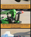 Heavy Duty Electric Vacuum Lifter Featuring Dual Mobile Suction Cups For Glass Granite Marble Slabs And Plywood Sheets showing rubber suction caps and smart handle.