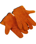 Full Leather Short Welding Gloves For Men, Heat Resistant And Abrasion Resistant Hand Protection, Orange Pair, Flexible Design
