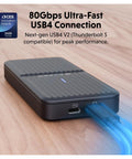 Tool Free USB4 NVMe SSD Enclosure Pushing Straight Up 80Gbps Speeds With Thunderbolt 5 Compatibility, showing USB4 connector.