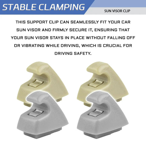 Stable clamping sun visor clips for cars pack of 2 replacement sun visor retainer holders durable ABS plastic bracket hooks gray beige