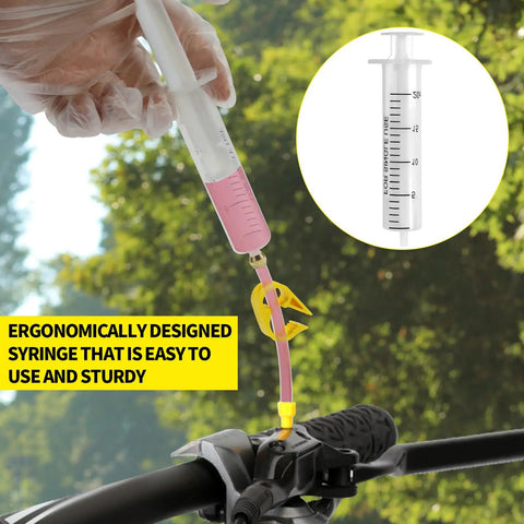 All In One Hydraulic Disc Brake Bleed Kit With 180ml Mineral Oil, syringe and handlebars, easy to use for MTB and Road Bikes