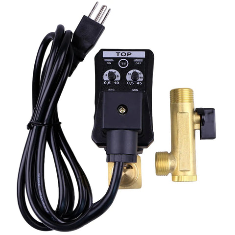 Half Inch AC 110V Automatic Timed Drain Valve For Air Compressor Tank, 2 Way Direct Acting Valve With Ball Valve Filter, US Plug