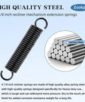 Top Shelf Tilt Recliner Extension Springs Two Pack Four Point Eight Inch Replacement Tension Coils For Sofas And Rockers in black steel