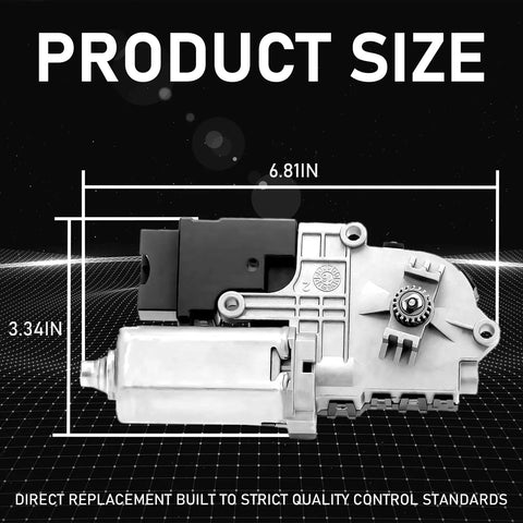Replacement Sunroof Motor For Ford Explorer 2011 To 2017 Moon Roof Actuator size dimensions 6.81in x 3.34in, detailed view.