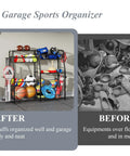 Small Garage Organizer For Sports Gear And Toys Space Saving Ball And Equipment Storage Rack Indoor Outdoor Garage