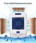 No Fuss Portable Evaporative Air Cooler, 3 Speed Swamp Cooler With Digital Timer And Deep Water Fill Tank front view showcasing three-sided thickened wet curtain.