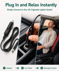 Heavy Duty 12V Car Adapter For Back Massage Seat Cushion Cigarette Lighter Jack Charger Plug In use with car outlet.