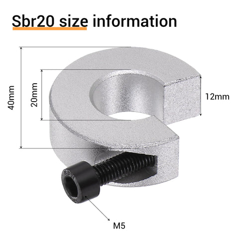 Sbr20 size information for 4 Pack 20mm SBR20 Linear Rail Stop Collars Aluminum Alloy Shaft Limit Fixing Rings For CNC Machines And 20mm Motion Shafts Anti Collision Block Stopper DIY Tooling For Precision Guide Rails And Stable Positioning