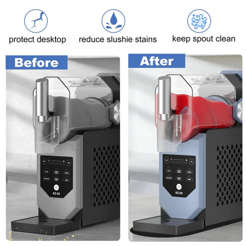 Before and after using Anti Slip Mat With Detachable Shields And Spout Cover For Slushie Accessories Fits Frozen Drink Machines