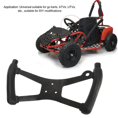H-Style Universal Go Kart Steering Wheel With Metal Alloy And PU Rubber Build for ATV UTV DIY Modification Kit displayed with go kart