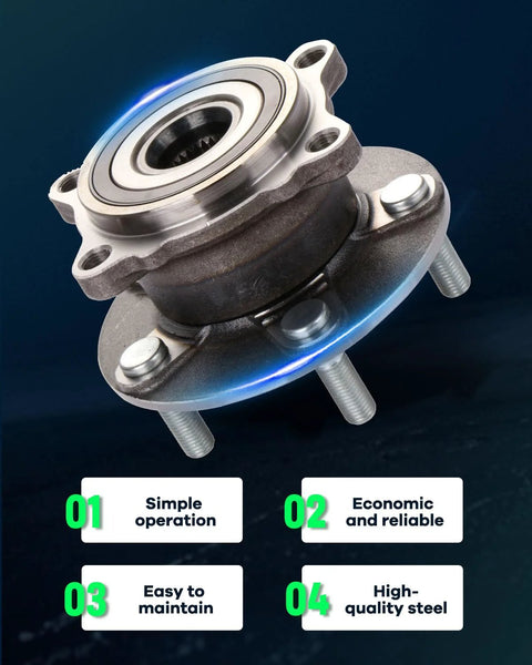 Rear Wheel Hub Bearing Assembly 512382 For Mitsubishi Lancer 2008 2015 Outlander 2007 2012 And Outlander Sport 2011 2012 With ABS 5 Lug Beefed Up Heavy Duty Metal Build Induction Hardened Raceway Built To Last steel 5-lug hub in focus
