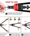 Instruction guide for Rivet Nut Tool Kit With 16 Inch Quick Change Head, 12 Interchangeable Metric And SAE Mandrels, 145 Rivnuts.