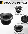 Two Pack M19 Bike Crank Cover Screws Aluminum Alloy Crank Fixing Bolts For Mountain Bike Crankset Arm Chainring Screws Black showcasing features.