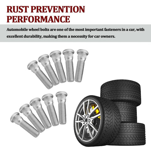 10 Pieces Steel Wheel Studs And Lug Bolts Kit 49mm Long M12x1.5 Replacement For CT200h ES300 GS350 and tires stack