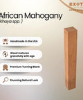 Exotic Wood Zone African Mahogany turning blanks, 2 pieces, 2 x 2 x 12 in, kiln-dried hardwood for woodturning
