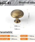 Close-up of 12 Pack Brushed Bronze Cabinet Knobs Set For Kitchen And Furniture Brass Zinc Alloy Drawer Pulls dimensions