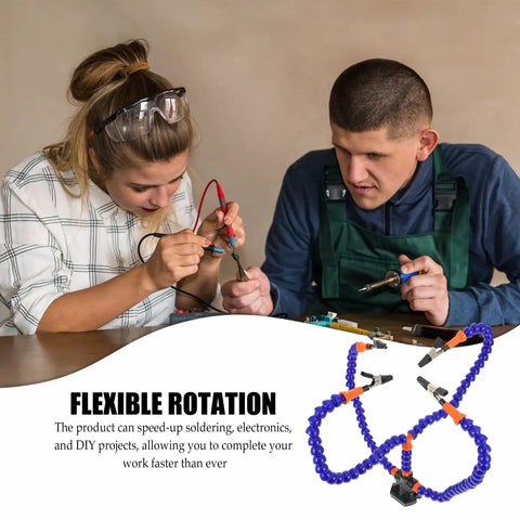 Adjustable Soldering Helping Hands Station With Four Flexible Arms Blue Clamp Mount Welding Aid Platform For PCB Repair