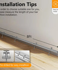 8ft Stainless Steel Bar Foot Rail Kit with polished finish and brushed brackets installed with undercounter mount hardware.