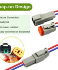 2 Pin Deutsch DT Connector Kit, 10 Sets, Waterproof Automotive Wire Connectors For Car RV Truck Wiring 22-16AWG, gray with wires