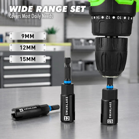 No Sweat 3 Piece Wing Nut Driver Set With 9mm 12mm And 15mm Sizes Features Slick Quarter Inch Hex Shank For Quick Eye Bolt Assembly Easy Wire Twisting And Heavy Duty Fastener Jobs