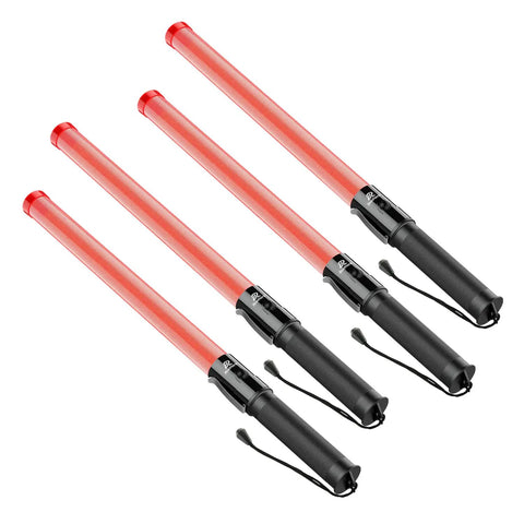 4 Pack 21 Inch LED Traffic Wands With Two Flashing Modes, Safety Light Baton With Side Clip For Airport Parking And Car Directing