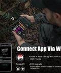 Person holding Night Hunting Ready Thermal Imaging Monocular With 384x288 Sensor And 12 Micron Detector connecting via app.
