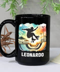 Custom Skateboarding Travel Mug Personalized Gift For Skateboard Lovers Black 11 Oz With Skater Graphic and Personalized Name
