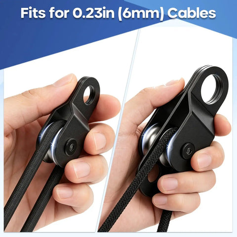 Top Shelf Heavy Duty Black Pulley Block System Featuring Single And Double Wheels, No Sweat Rope Replacement for 0.23in cables