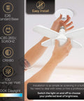 Installing 2 Pack Deformable Dimmable Ceiling LED Lights 60W 6000 Lumens Each Screw In Basement Garage Light With 4 Leaf Panels