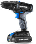 20V Cordless Drill Driver Kit With 1.5Ah Battery And Charger, 2 Speed Settings, Keyless 3/8 Inch Chuck, featuring LED work light