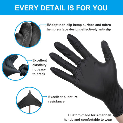 Thick Nitrile Disposable Medical Exam Gloves 6 Mil Powder Free Latex Free X Large, Case Of 1000, Extra Durable With Grippy Fit
