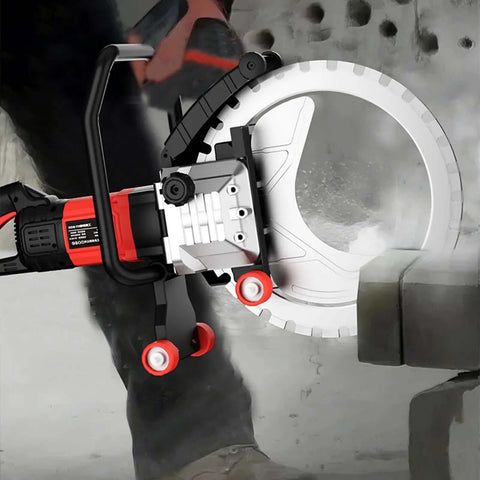 Built like a Tank Electric Ring Saw 110V 8900W Concrete Wall Cutter Diamond Blade Slotter cutting through concrete block.