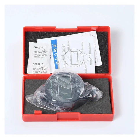 Heavy Duty Digital Durometer Hardness Tester Meter Showing Type A D C Scale in red case with instructions and silica gel packs.