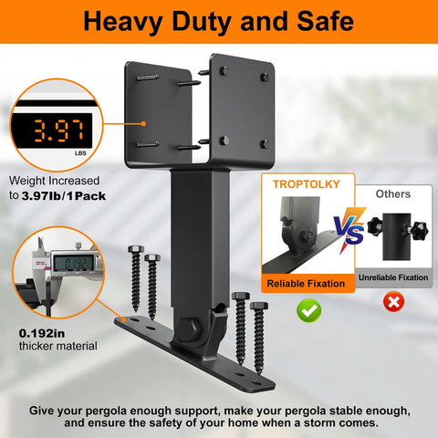 4x4 Beefy Heavy Duty Roof Riser Brackets Kit For Pergola Gazebo And Patio Cover Adjustable Angle Black Metal Beam Brackets 3 Pack Rust Proof Corrosion Resistant Easy Install Stable Outdoor Support