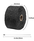 Exhaust Heat Wrap Kit 2 Inch 16 Foot High Temp Fiberglass Header Wrap displayed with stainless steel locking tie