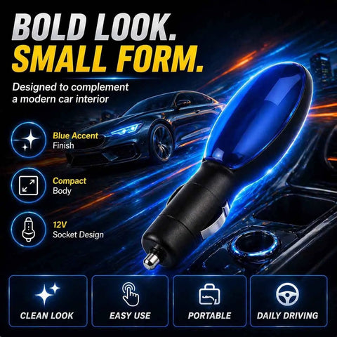 Plug And Play Fuel Saver Device For Cars And Trucks Portable Gas Economizer in blue and black, shown for interior fit